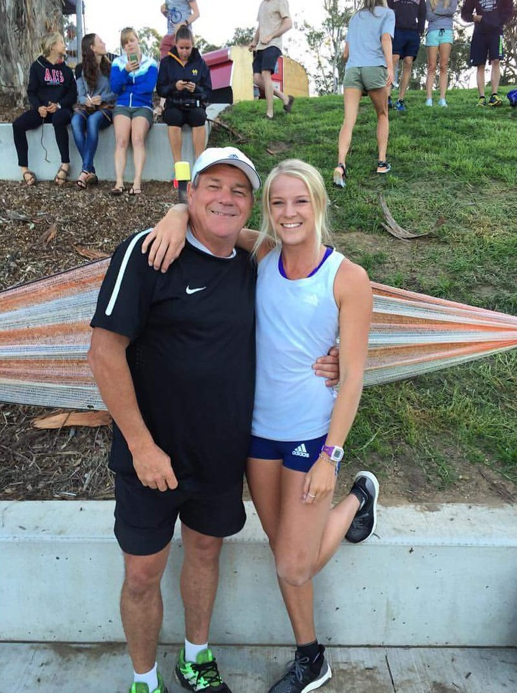 Brooke STratton with her Dad and caoch Russell Stratton (photo courtesy of @VicInstSport)