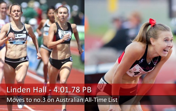 Linden Hall, 5th at the Prefontaine Classic in Eugene and winning in Stanford.
