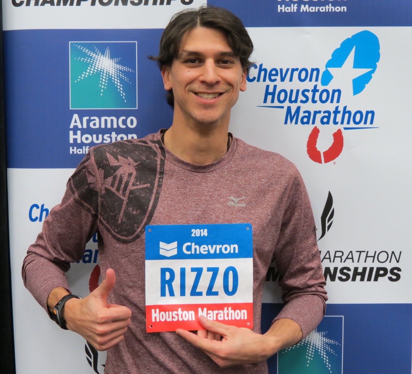 PHOTO: Patrick Rizzo before the 2014 Chevron Houston Marathon (photo by David Monti for Race Results Weekly)