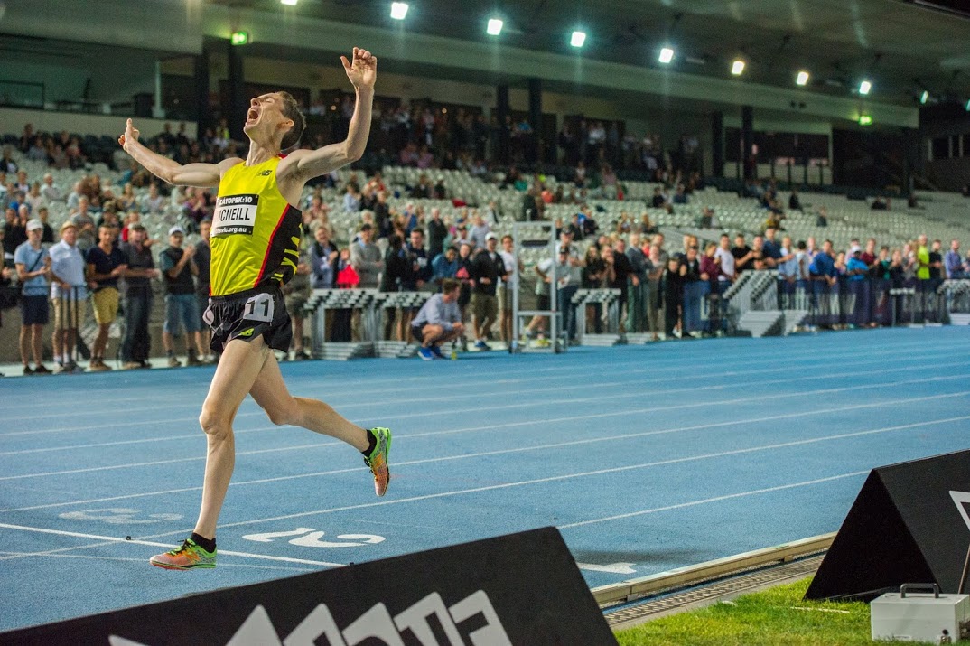 McNeill winning the 2015 Zatopek:10 which is the Australian 10,000m Championship