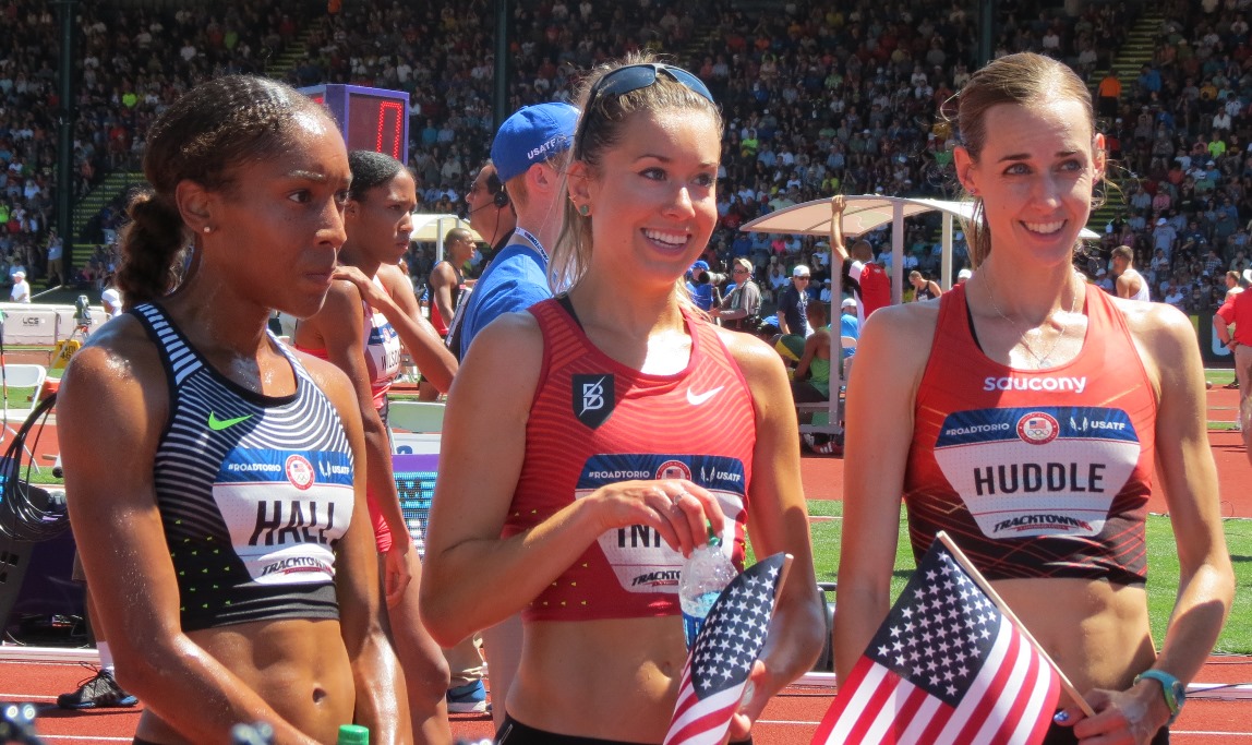 PHOTO: The 2016 USA Olympic 10,000m team: Marielle Hall, Emily Infeld and Molly Huddle (photo by Jane Monti for Race Results Weekly) 