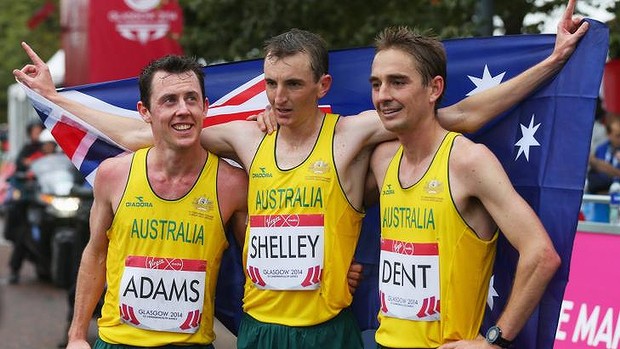 Michael Shelle, Liam Adams, and Martin Dent. Commonwealth Games 2014