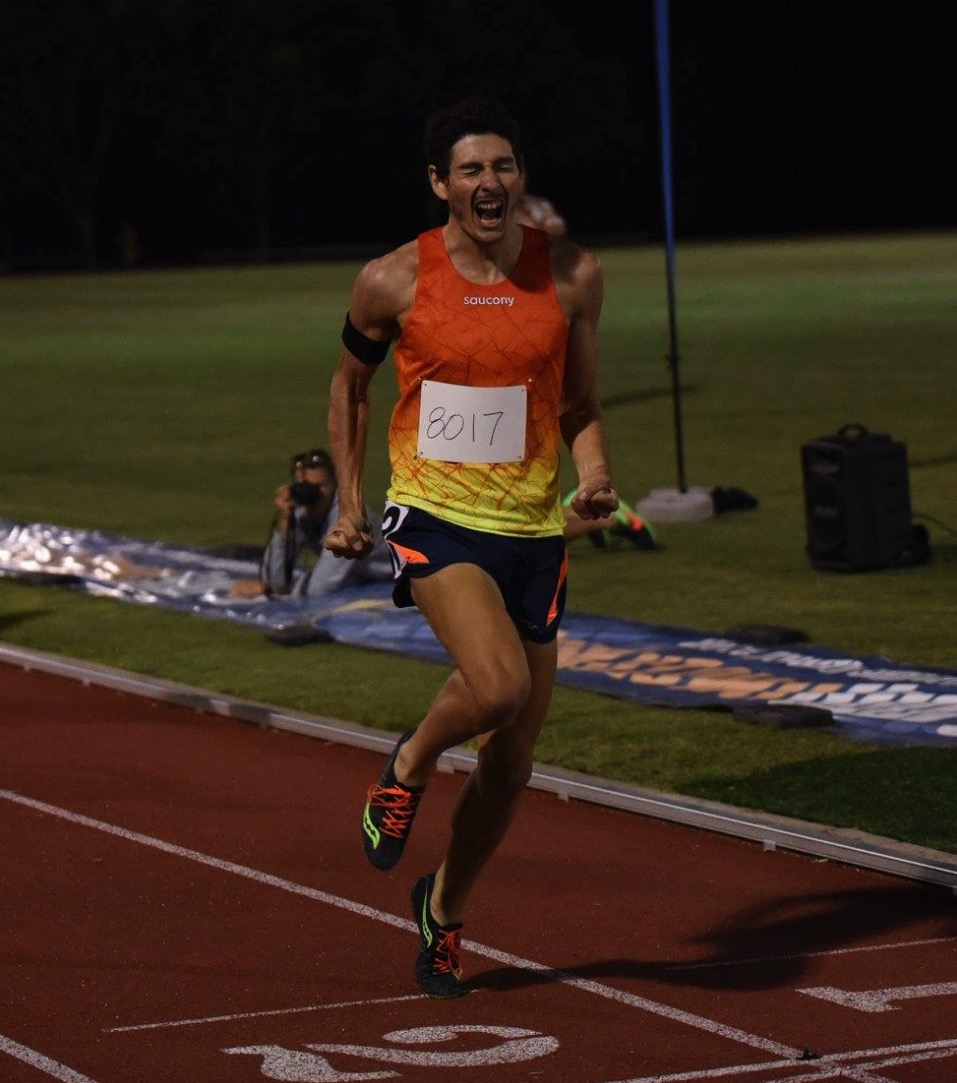 Gusman winning last years Albie Thomas mile: Photo by: Bankstown Sports Athletics Club