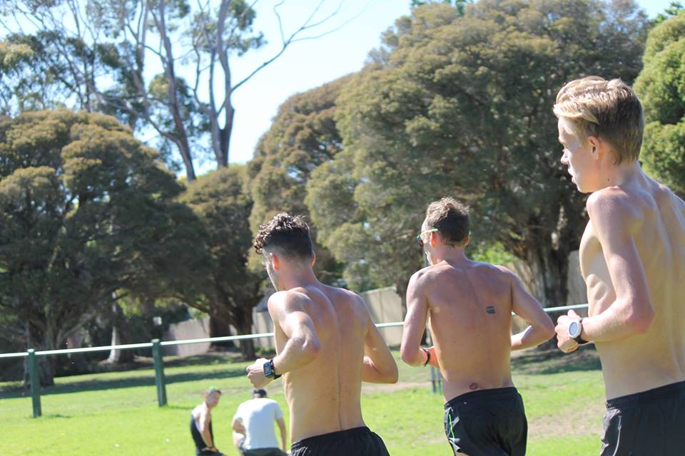 Melbourne Track Squad training session earlier this year with Stewart Mcsweyn, Ryan Gregson and Ryan Geard. Photo RT